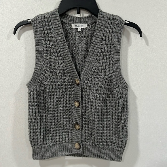 Madewell Sweaters - Madewell Waffle-Knit V-Neck Sweater Vest Grey Size XXS EUC